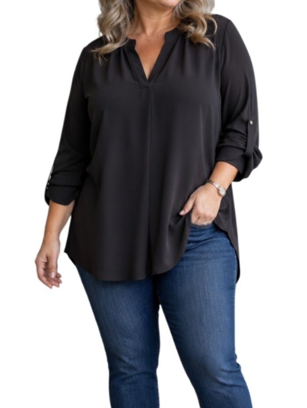 Est 1946 Black Tunic Top Size 26/28 Lightweight
